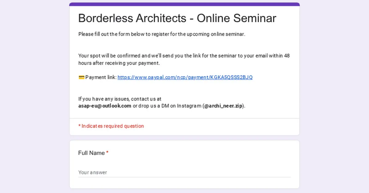 Borderless Architects - Online Seminar