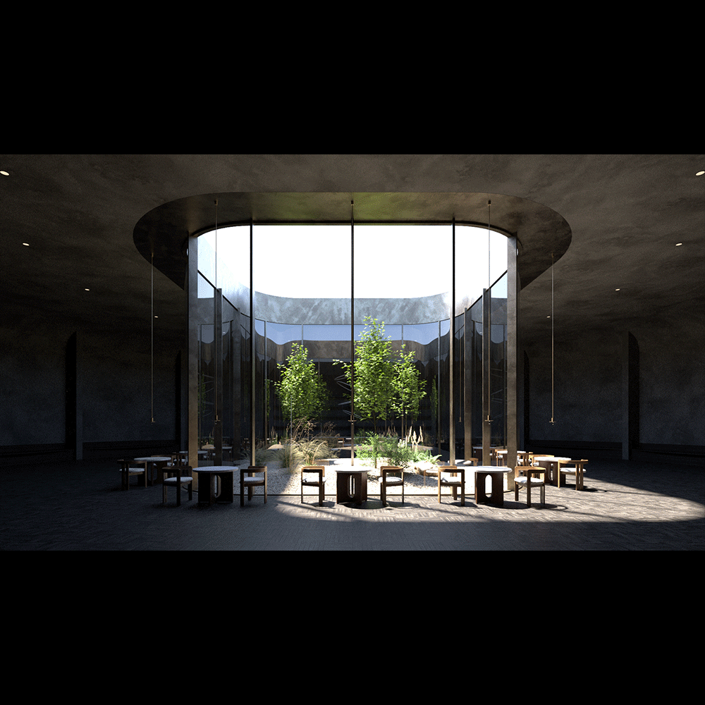 Courtyard Cafe 주간 빛 환경 및 조명 배치